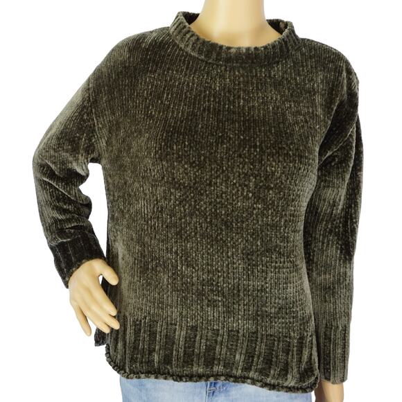 2/$15 Max Studio Chenille Sweater Brown Super Soft Cozy Knit Pullover Size XS - Picture 1 of 7